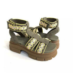 UGG ASHTON HERITAGE BRAID STRAPPY BURNT OLIVE CHUNKY SANDALS US 8 Boho Lug Sole